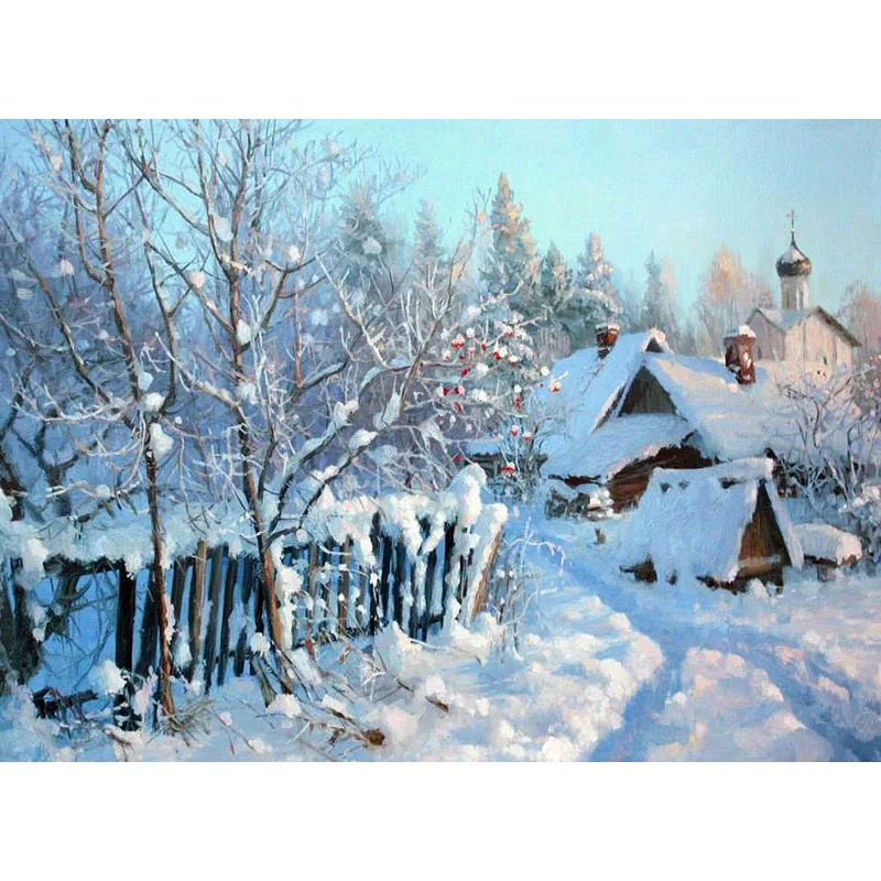 5d Diamond Painting Snow Scenery Picture Rhinestones Diamond Embroidery Cross Stitch Winter Landscape Diy Mosaic Wall Sticker Aliexpress