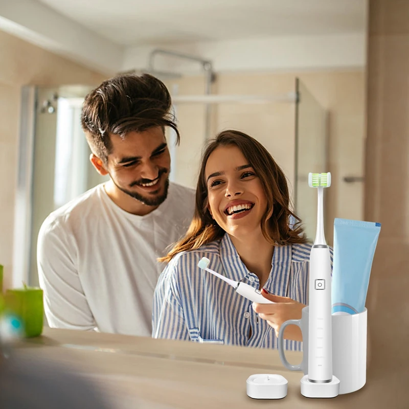 Adult Rechargeable Sonic Electric Toothbrush with 3x Replacement Heads and Portable Toothbrush with Timing Function Adult Rechargeable Sonic Electric Toothbrush with 3x Replacement Heads and Portable Toothbrush with Timing Function