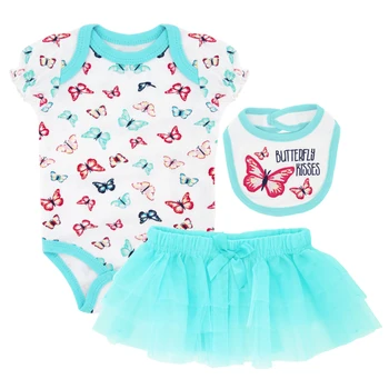 

Honeyzone Baby Girl Summer Clothes Tutu Skirt Toddler Bodysuits Newborn Bibs Infant Girl Clothing Set 3Pcs/Lot Short Sleeve