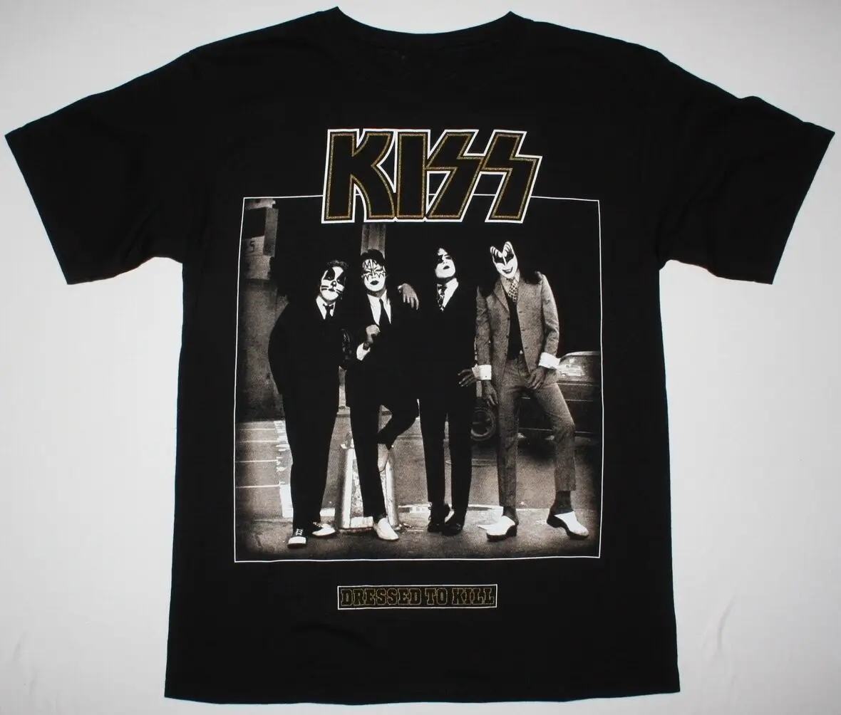 

KISS DRESSED TO KILL BLACK T SHIRT HARD N HEAVY GLAM ROCK ACE FREHLEY RATT
