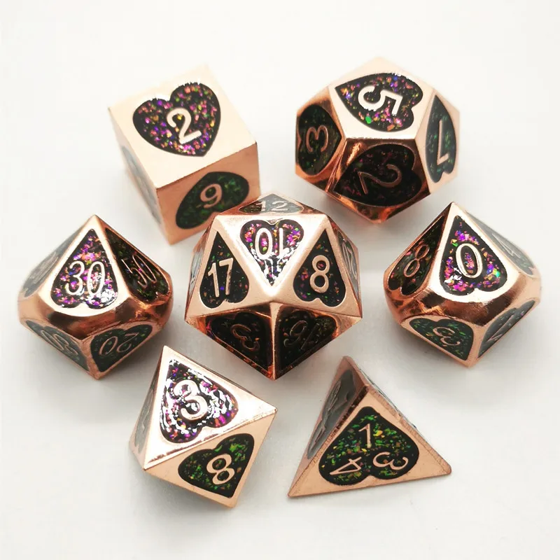 

Dnd dice set dados rol dobbelstenen metal dice set glitter symphony powder polyhedral dice d 20 d10 D6