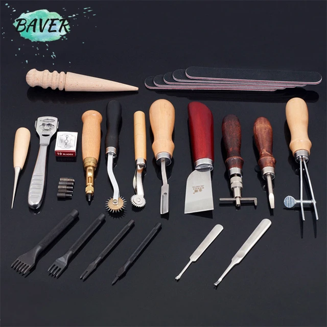 366pcs/set Leather Working Tools kit Supplies Leather Craft Processing  Tools with Instructions leather stamp set five claw punch