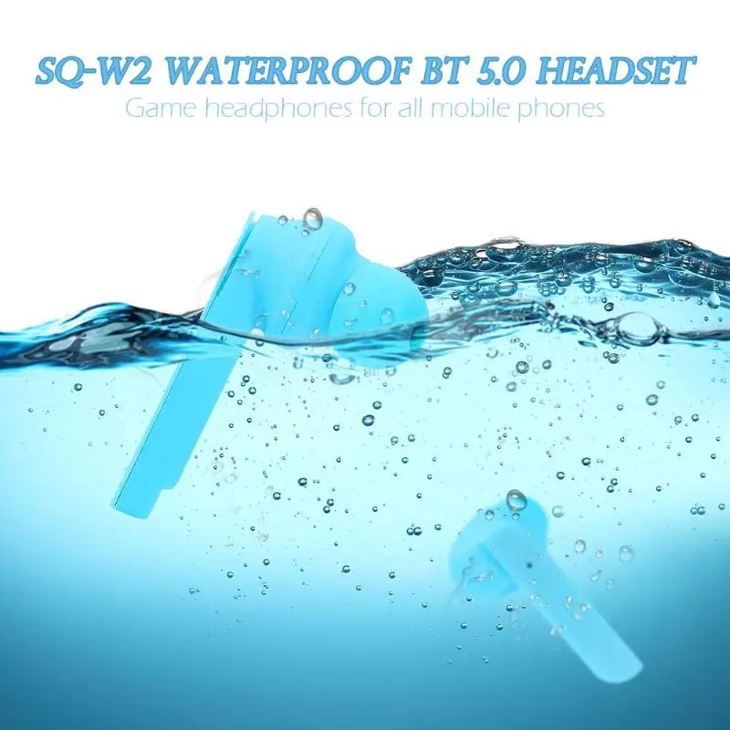 2 шт., SQ-W2, водонепроницаемые, беспроводные, Bluetooth, водонепроницаемые, свободные руки, для упражнений, для ушей, 500 мА/ч, 5,0, наушники, свободные руки, игровые гарнитуры