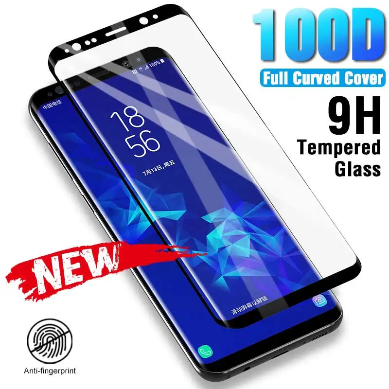 

100D Glass For Samsung Galaxy S8 S9 Plus Note 8 9 Tempered Screen Protector Curved Edge For S6 S7 S8 Full Cover Protective Film