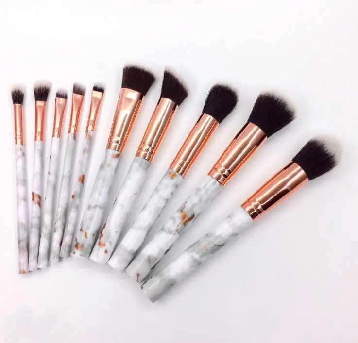 10 piezas pinceles maquillaje ceja defendiador de ojos cetillo de La fundacion pincel, maquiagem polvo Румяна профессиональный cepillo - Цвет: Platinum