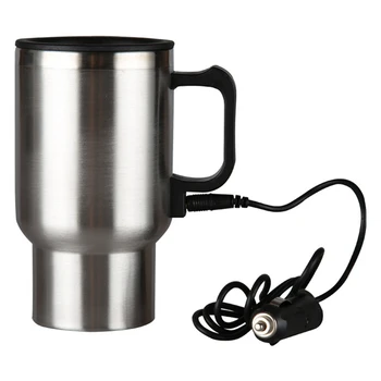 

2PCS Car Electric Cup 12V 450ml Mug Stainless Steel Automatic Heating Cup Car Accessories Cigarette Lighter Heating Thermos Cup