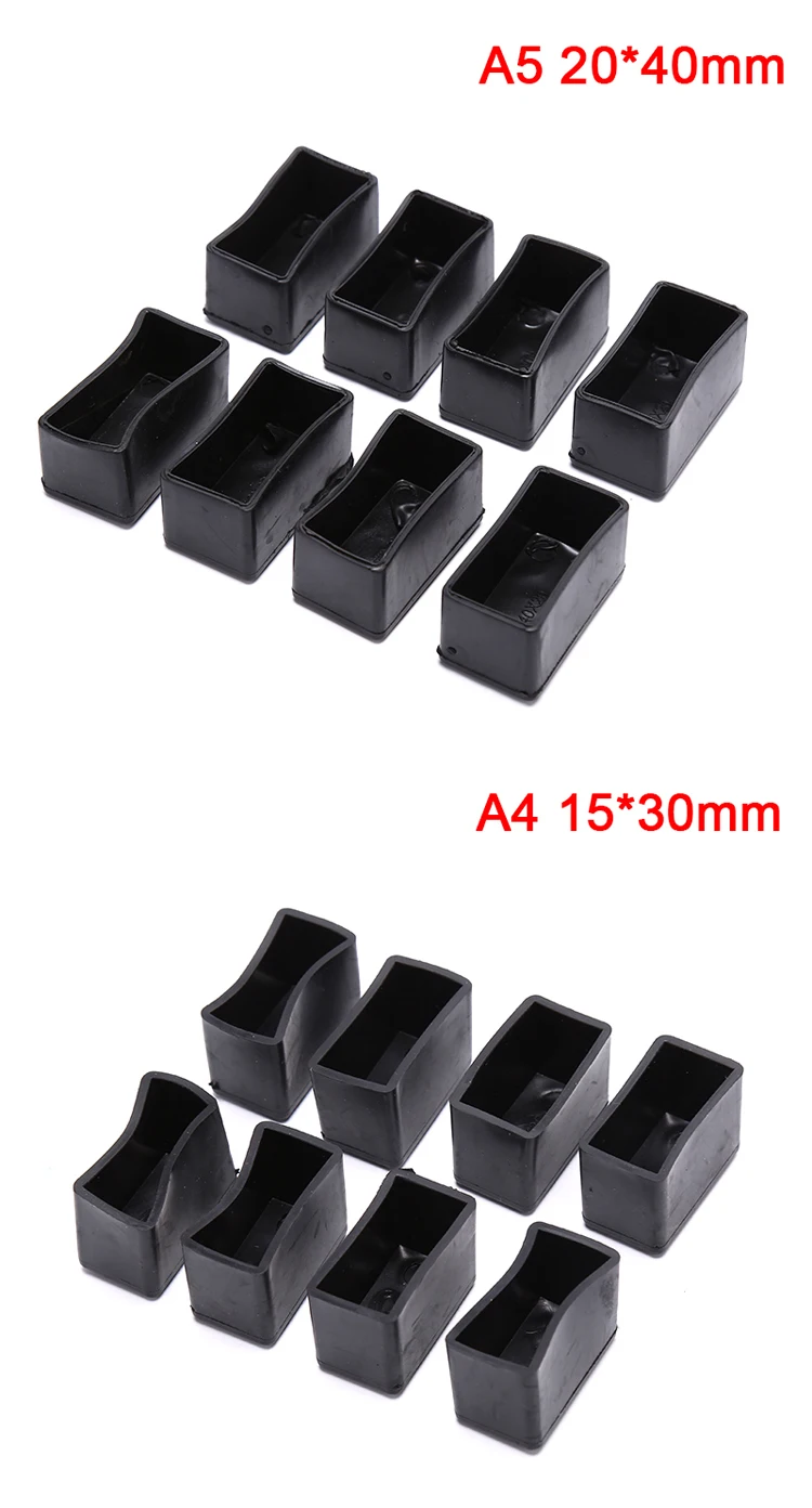 8 Pcs Durable Rectangle Silicone Chair Leg Caps Non-slip Table Foot Cover Socks Protector Protecting Furniture Floor Cover 7Size
