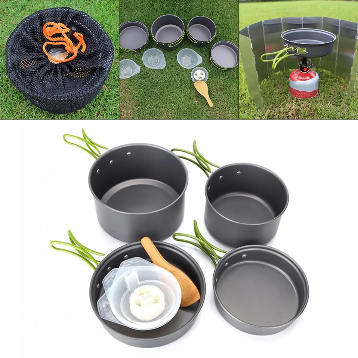 

Ultralight Camping Cookware Utensils outdoor tableware set Hiking Picnic Backpacking Camping Tableware Pot Pan 1-2persons Hot