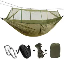 Outdoor Mosquito Net Parachute Hammock Camping Hanging Sleeping Bed Swing Portable Double  Hammock 1-2 Person