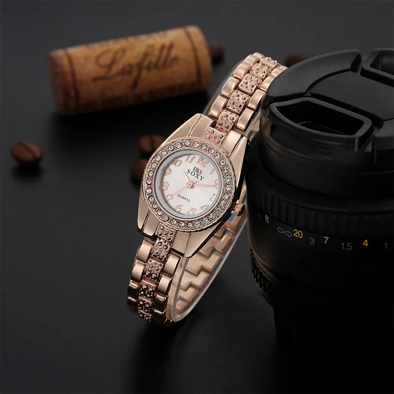 SOXY модный роскошный браслет со стразами кварцевые женские часы розовое золото часы женские reloj mujer женские часы bayan kol saati
