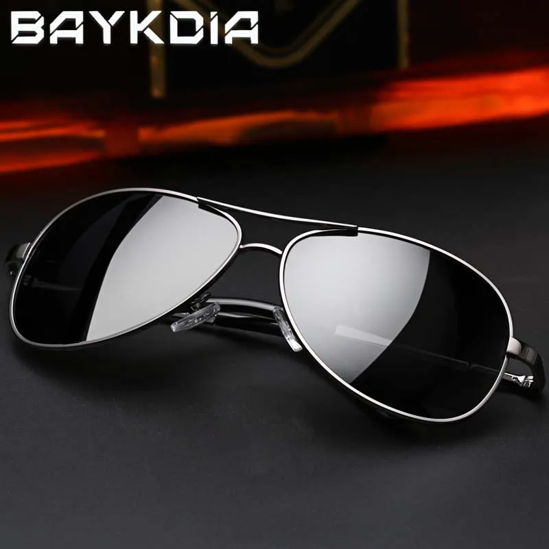 

BAYKDIA Metal Men's Sunglasses Polarized Men Coating Mirror Glasses oculos Male Eyewear Accessories for Men