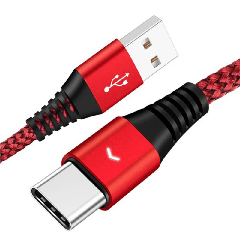 KSTUCNE Тип usb C кабель 1,2 м/1,8 м светодиодный 2.4A быстрой зарядки кабель usbc для samsung A50 A70 A30 huawei P30 P20 Lite Тип usb-usb-c - Цвет: Красный