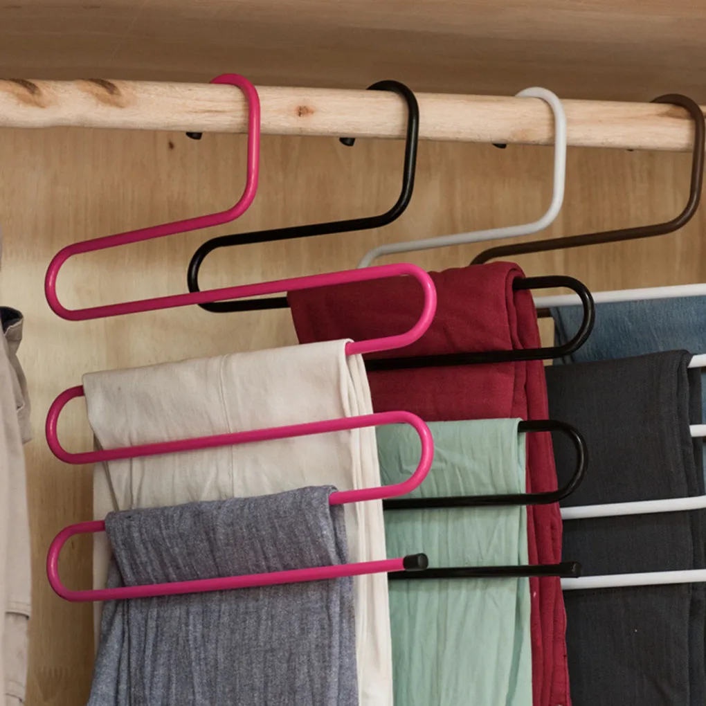 

5 layers S Shape MultiFunctional Clothes Hangers Pants Storage Hangers Cloth Rack Multilayer Storage Cloth Hanger 1PC