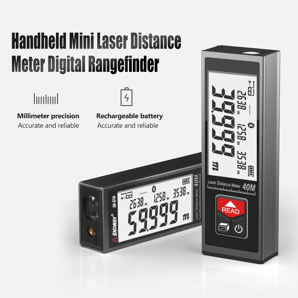 Sndway Swb60 Laser Distance Meter Handheld Rangefinder Digital