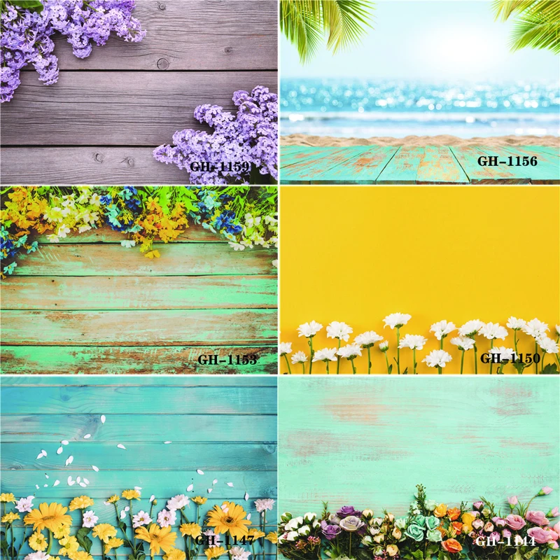 

Vinyl Custom Photography Backdrops Prop Flower and Wooden Planks Theme Photography Background #0132