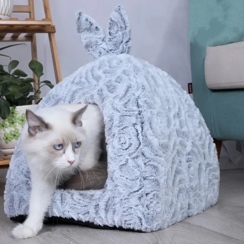 Домашнее теплое одеяло для питомца кошки, домик для котенка для маленьких собак, гнездо для кошек, складной коврик для кошки, милый спальный коврик, зимние товары C42