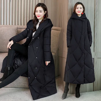 

Winter Down Coats Women 2019 New Fashion Oversize Duck Down Jackets Hooded Long Loose Goose Feather Parka Female