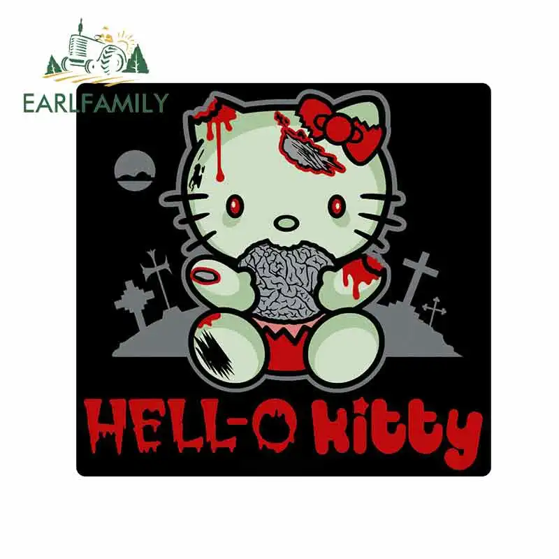 EARLFAMILY, 13 см x 12,2 см, для зомби, hello kitty, автомобильная наклейка, авто, мотоцикл, наклейка, Trunck Window, автомобильный стиль, водонепроницаемая графика