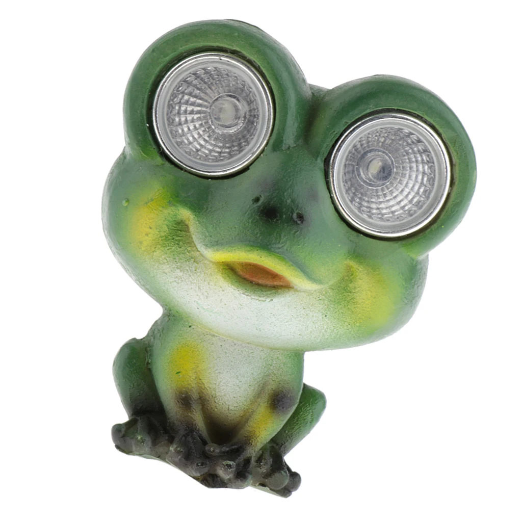 Green Frog Resin Animal Solar Figurine Lights Garden Decor LEDs Small Outdoor Lighting for Yard Patio