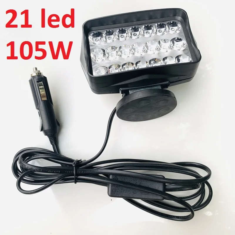 Powerful Magnet Car light 105W Led with Wiring harness cable Work Magnetic for Hunt Boat Fishing Camp Tent Tire Repair | Автомобили и