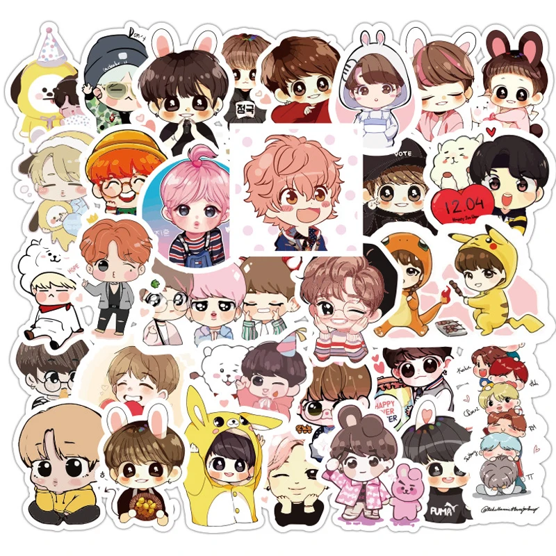 

40PCS Korean Kpop Bangtan Boys Stickers for Laptop Skateboard Guitar Luggage Phone Decal Graffiti Sticker Kids Girl Classic Toys