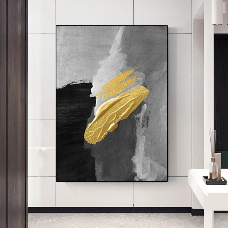 

Hand Painted Oil Painting, Wall Decor, Abstract 3D Painting on Canvas, White Grey Black Golden Wall Art Painting for Home Decor