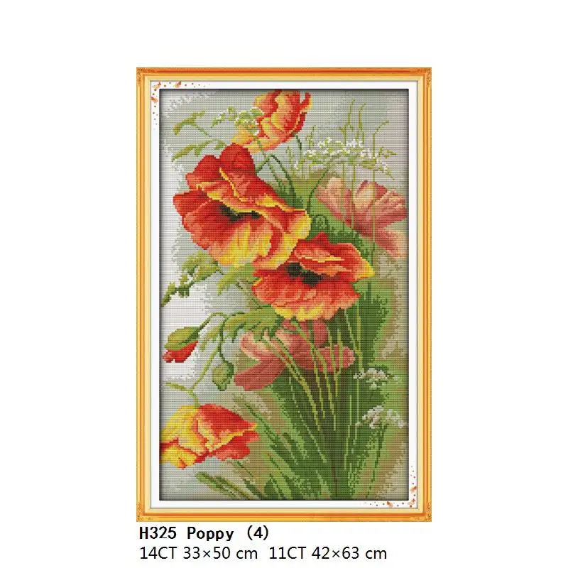 Joy Sunday Counted Cross Stitch Printing Kit Handmade DIY Embroidery Beautiful Poppy Flowers Series Home Fabric Decor Set | Дом и сад