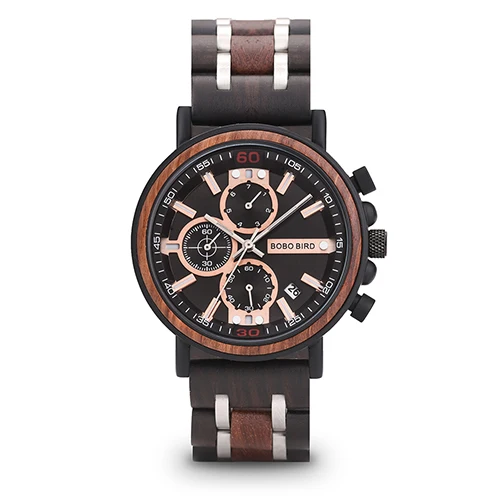 s18-1 BOBO BIRD часы мужские montre деревянные часы мужские Хронограф военные часы роскошные стильные дропшиппинг с деревянной коробкой reloj hombre - Цвет: s18-1