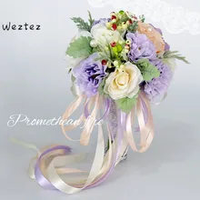 Свадебный букет с лентами невесты с цветами розы невесты свадебное цветочное мыло роза SPH63