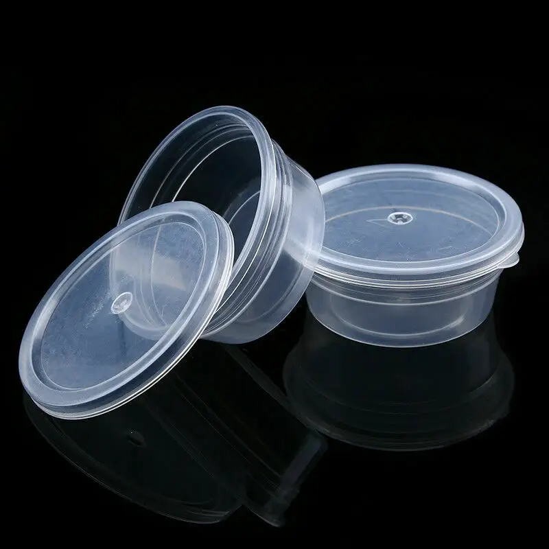 10pcs Round Food Containers Plastic Clear Storage Deli Pots w/ Lids Takeaway Box 