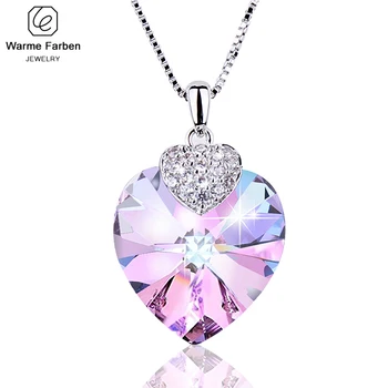 

Warben Farben Embellished with Crystals From Swarovski Heart Amethyst Pendant Necklace Fashion Jewelry Choker Necklace Collares