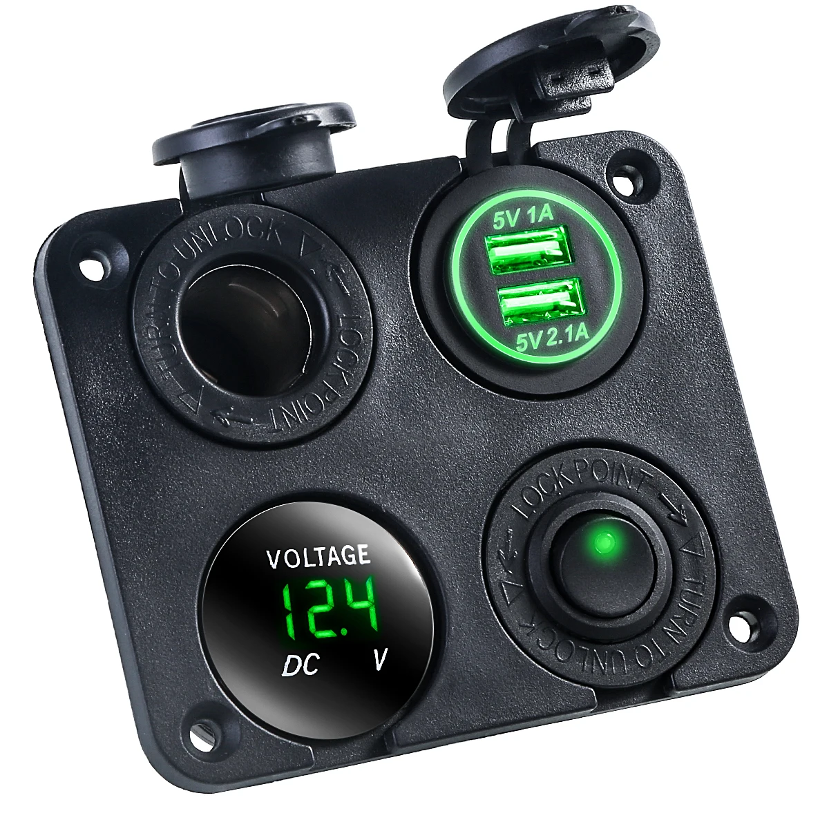 Car Charger 4 In 1 Dual USB Car Cigarette Lighter Socket Chargers Digital Display Switch Smart Charging Protection Charger