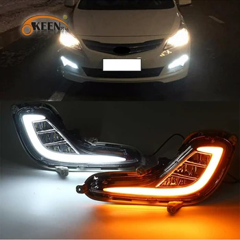 

2PCS LED DRL For Hyundai Accent Solaris 2010 2011 2012 2013 Daytime Running Light fog lamp Cover with turn signal