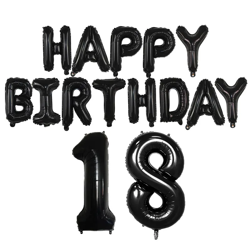 

16 Inch Letters Happy Birthday Foil Balloons 18/20/30/40/50/60th Number Balloon Birthday Party Decoration Supplies Air Balloon