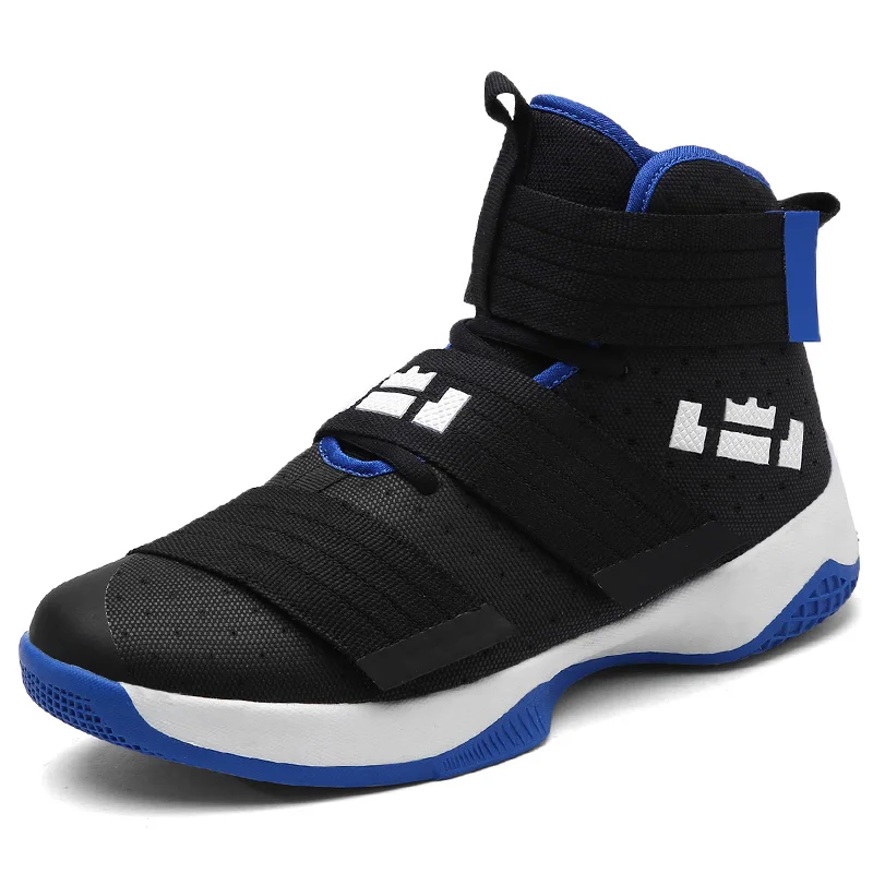 Брендовые мужские баскетбольные кроссовки, уличные дышащие кроссовки высокого качества, баскетбольные мужские кроссовки на шнуровке, ультравысокие кроссовки желтого цвета - Цвет: Black Blue A