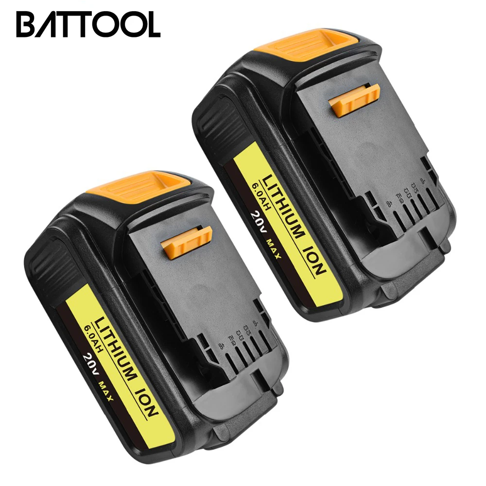 BATTOOL 6000 мА/ч, 20V 2 шт. в упаковке для Dewalt Мощность инструмент Батарея для DCB182 DCB 200 DCB180 DCB181 DCB201-2 DCB200 DCB200-2 DCB204-2
