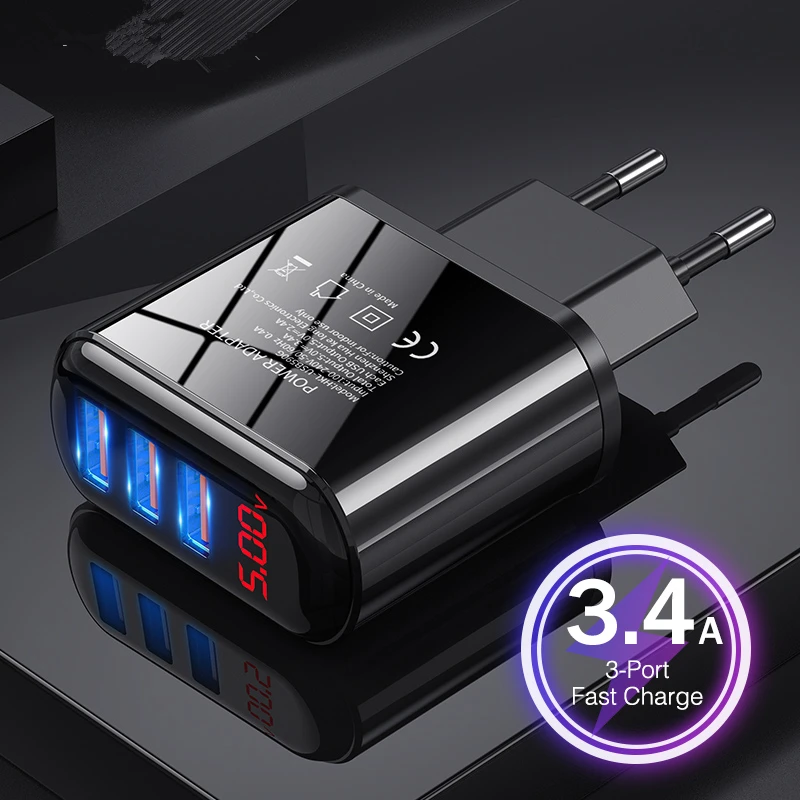 48 Вт USB зарядное устройство 3.4A светодиодный дисплей настенное зарядное устройство USB быстрая зарядка для iPhone Samsung S10 Plus Xiaomi Huawei мобильный телефон|Зарядные устройства| | АлиЭкспресс