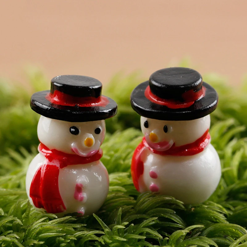 2Pcs/set Micro Landscape Bonsai Christmas Gift Mini Resin Snowman Figurine Craft Garden Decor Ornament Plant Pot Fairy
