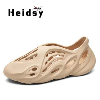 

New 2020 Summer Men's Sandals Daily Outdoor Beach Concise Men Garden Shoes Solid Novelty Hole Shoes Neutral Couple Flat Shoes