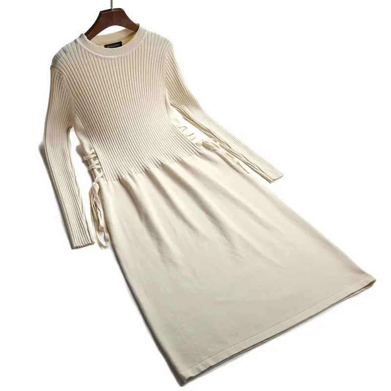 1359.55руб. 36% СКИДКА|GIGOGOU, пуловер, свитер, женское осенне зимнее платье, свободные вязаные платья, длинные, на шнуровке, макси, женские платья, облегающее платье, Vestidos-in Платья from Женская одежда on AliExpress 