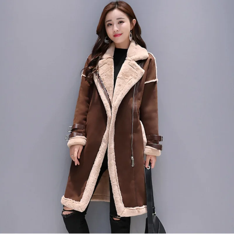 Kopen Winter Lange Lamswollen Jas Vrouw Down Split Wollen Solid Jassen Manteau Femme Hiver Dames Jassen Herfst Winter Vrouwelijke Overjas