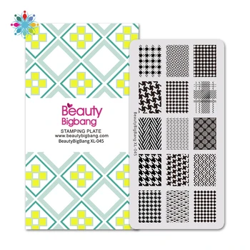 

BEAUTYBIGBANG 6*12cm Autumn&Winter Sweater Pattern Rectangle Nail Art Stamp Template Checked Design Nail Plate Image Plate Tls