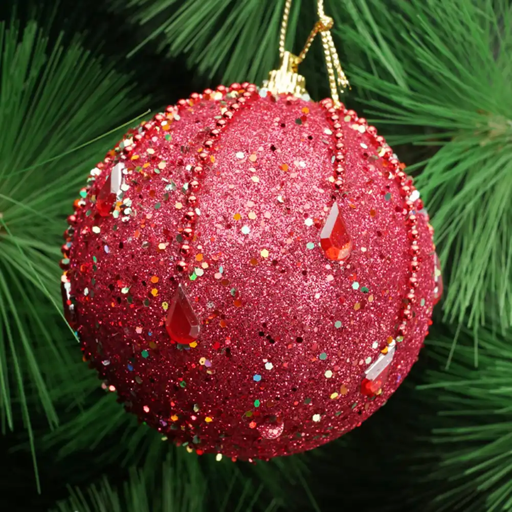 glittery sequins chain foam ball bauble christmas tree pendant