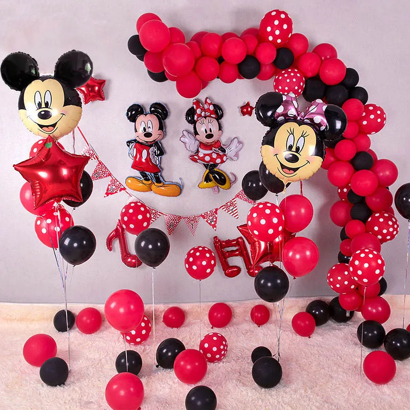 Mickey Mouse Birthday Decoration Red Balloons - Boy Girl Mickey Party Baby - Aliexpress