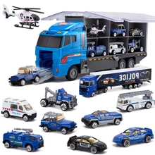 10-в-1 полицейские транспортные средства, мини литьем под давлением игрушечный автомобиль, загруженный автомобиль игрушка набор