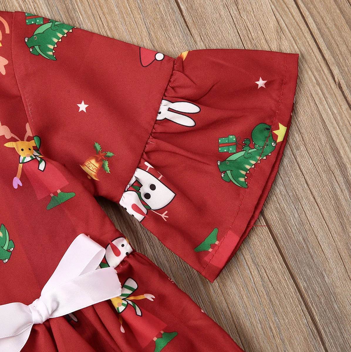Г. Детское платье принцессы на Рождество в стиле ретро для маленьких девочек вечерние платья с рукавами-фонариками и кружевным бантом с принтом Санта-Клауса От 0 до 4 лет