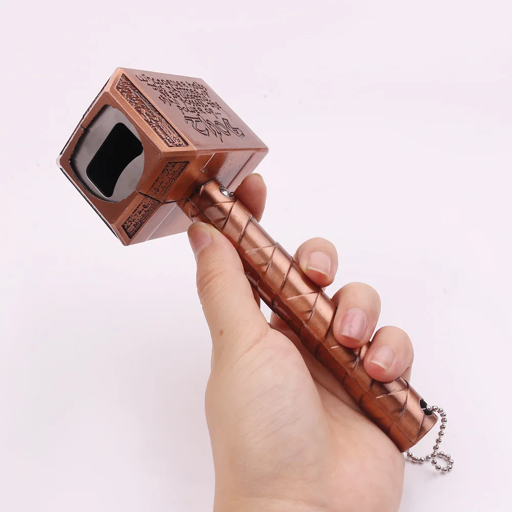 Brown Мстители Endgame Mjolnir Тор молот косплей медведь откупориватель бутылок реквизит металлический многофункциональный Mjolnir творческие открывалки с длинной ручкой - Цвет: Brown