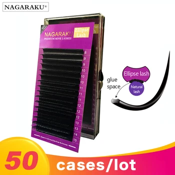 

NAGARAKU 50 cases B C D 8~15mm Mix Ellipse Flat False Eyelash Extensions Soft 0.15 mm Flat Roots 0.07 Thin Tip False Eyelash