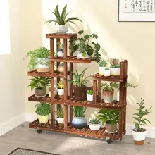 Wooden Flower Rack Plant Stand Multi Flower Stand Shelves Bonsai Display Shelf Yard Garden Patio Balcony Flower Stands
