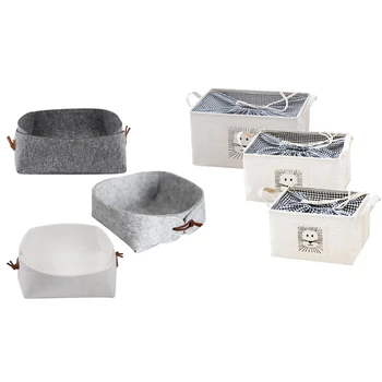 

6 Pcs Home Dirty Clothes Storage Basket Foldable Storage Box, 3 Pcs Beige-White & 3 Pcs Black Gray+ Light Gray+White